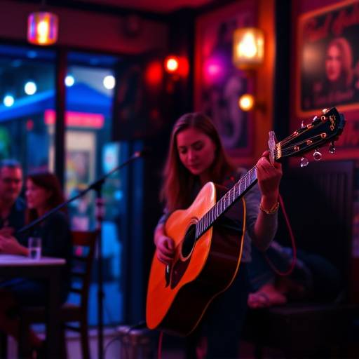Acoustic guitar performance at CafeDelight during a live music night.